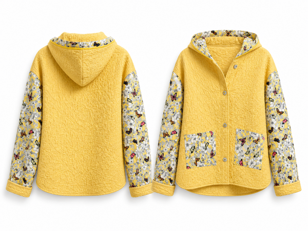 Sunny Yellow Butterfly Quilt Jacket