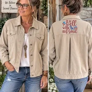Up Cycle - Khaki Jacket - Embroidered - J123
