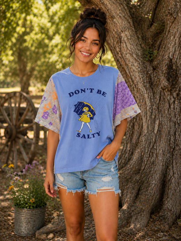 Don't Be Salty Upcycled Kantha Sleeve Tee