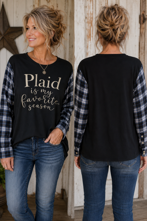 Upcycle Tee with flannel sleeves - TS107