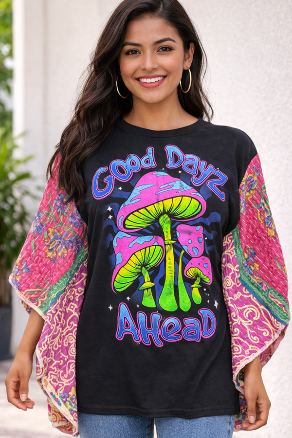 "Good Days Ahead" - Up Cycle - Kantha Tee - K158