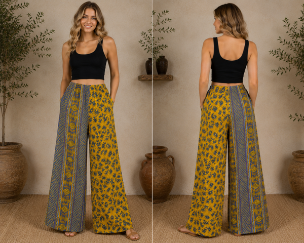 Multi - Pattern Drawstring Pants - P102