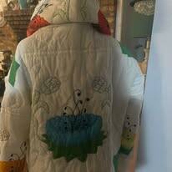 Vintage embroidered quilt into coat