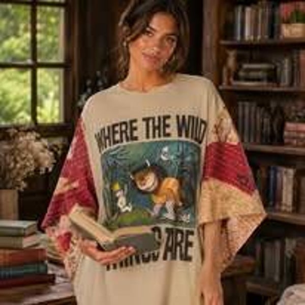 Where the Wild Things Are Kantha Sleeve Tee