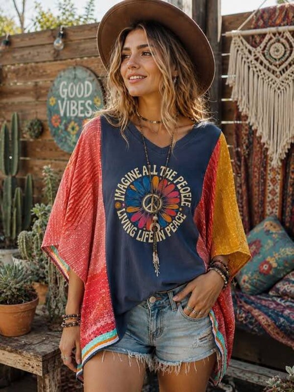 Imagine Up Cycle Kantha Tee