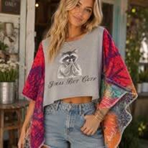 Feral But Cute Kantha Crop Tee