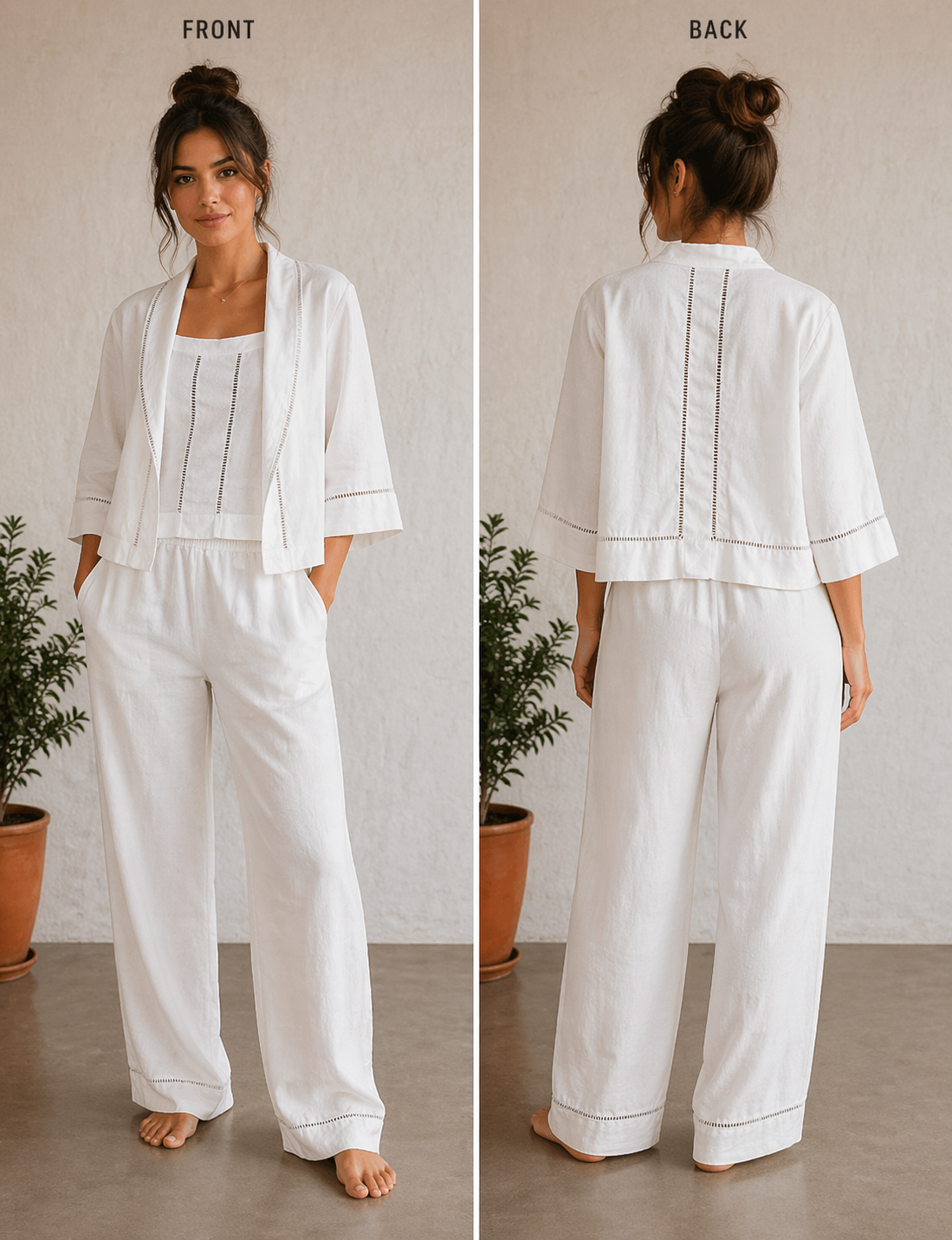 Handmade -up-cycle linen Pale Blue Set - S104