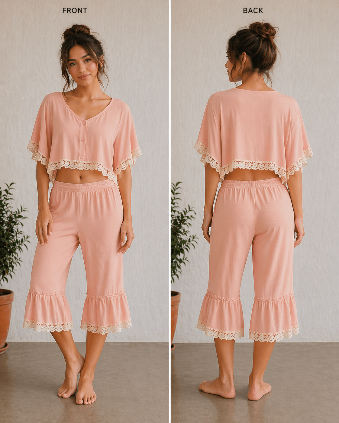 Pink Set with Lace Details - S106