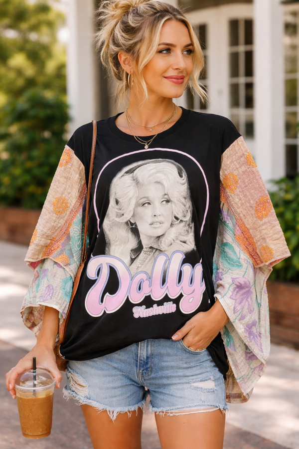 Dolly Parton - Up Cycle Kantha Tee - K146