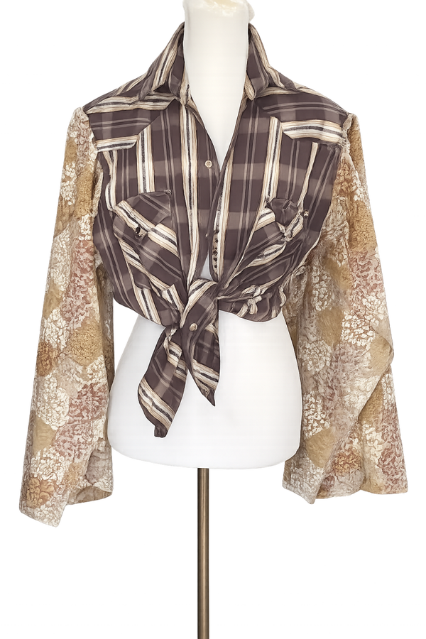 Upcycled Western Tie-Front Blouse