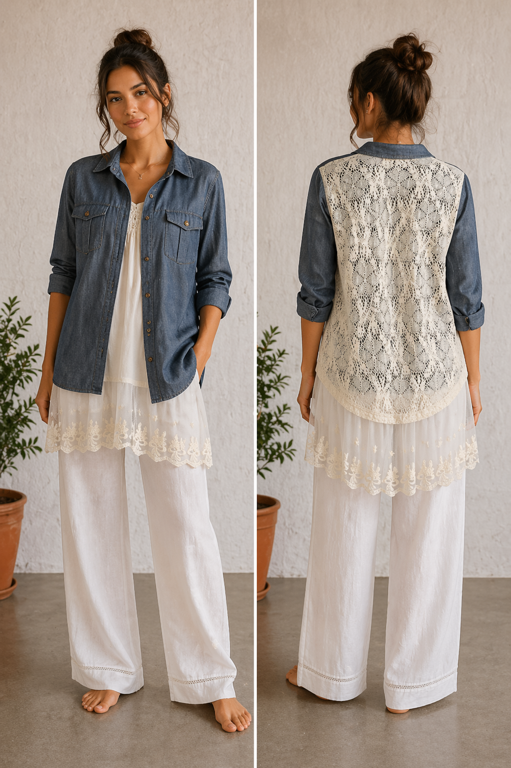 Hand Made Denim/Lace Cardigan - C101