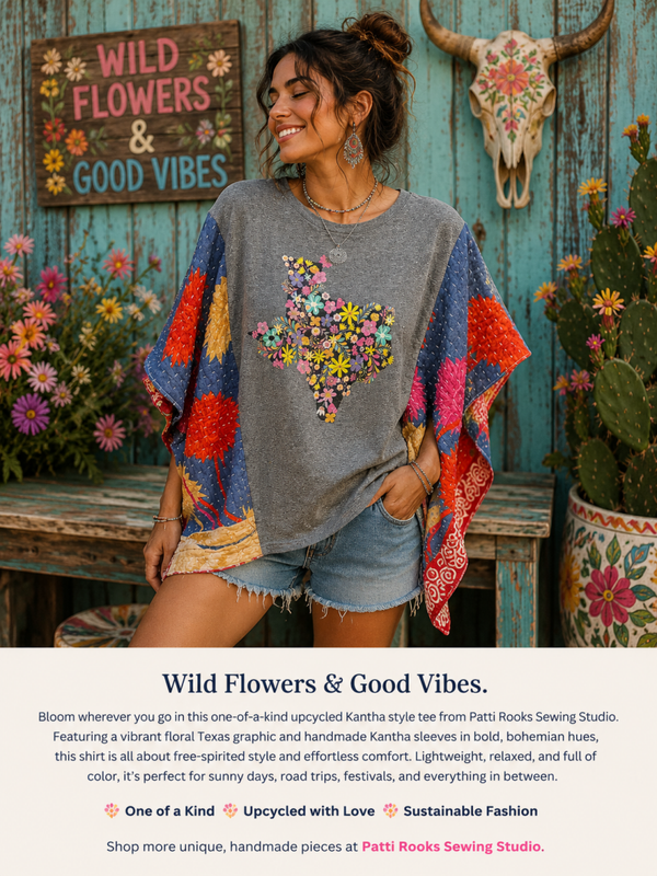 Texas Floral - Up Cycle - Kantha Tee - K192