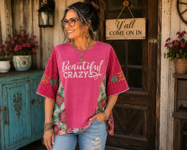 Upcycled Beautiful Crazy Shirt #K241