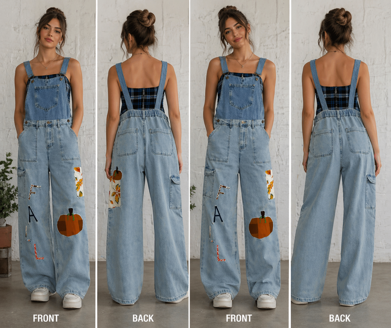 "Fall" Overalls with Patchwork - O102