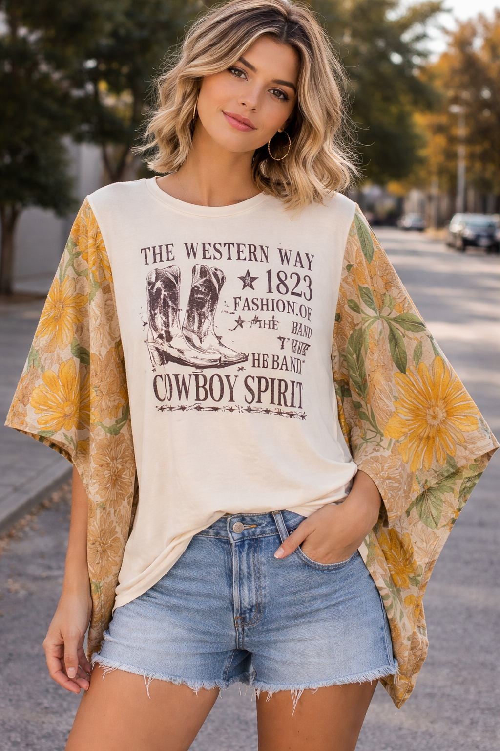 Western Up Cycle Kantha tee - K137