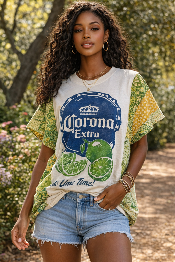 Corona up cycle Kantha Tee - K125