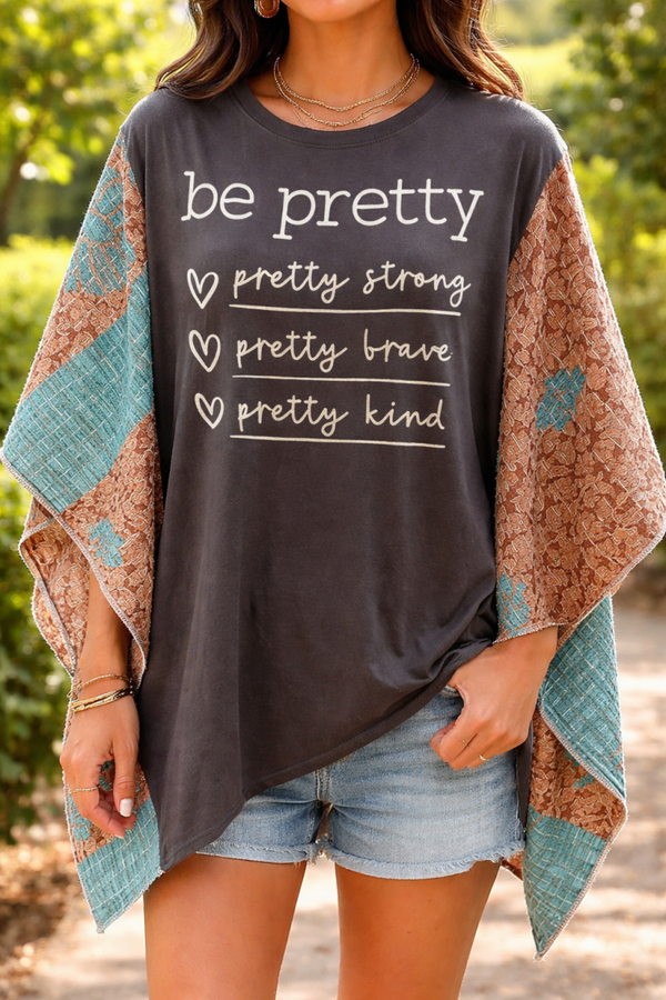 Be Pretty up cycle Kantha tee - K101