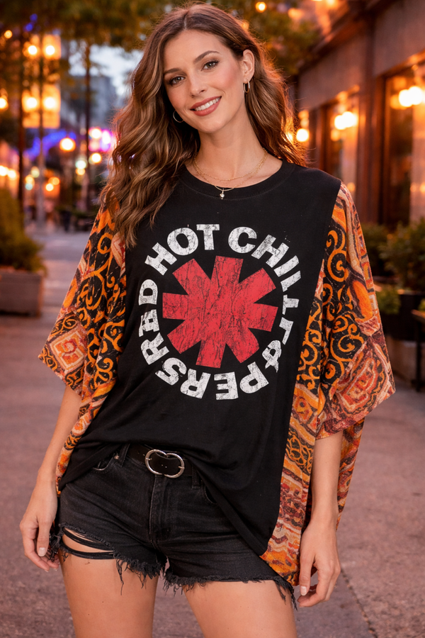 Red Hot Chili Peppers Up Cycle Kantha Tee - K107