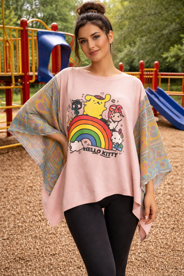 Hello Kitty up cycle Kantha tee - K120