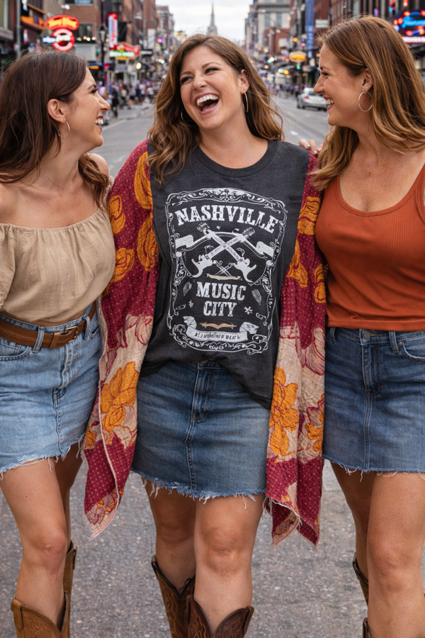 Nashville up cycle Kantha tee - K122