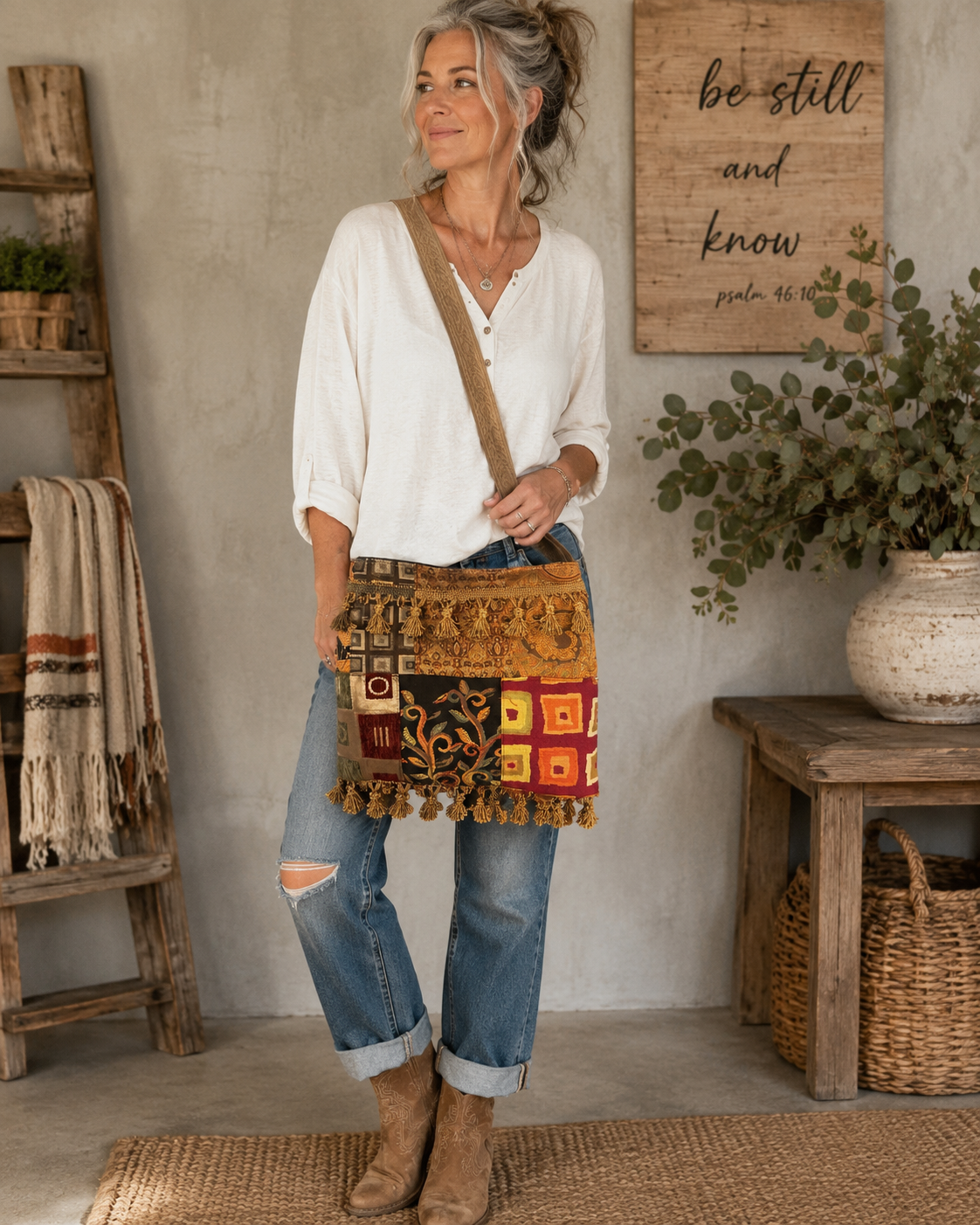 Patchwork Tapestry Crossbody Bag