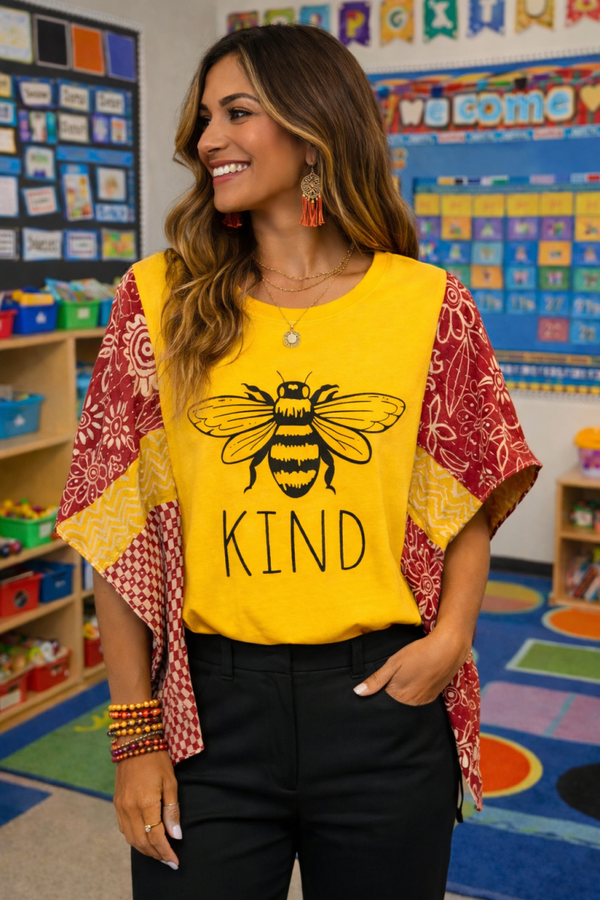 "BEE kind" - Up Cycle Kantha Tees - K185