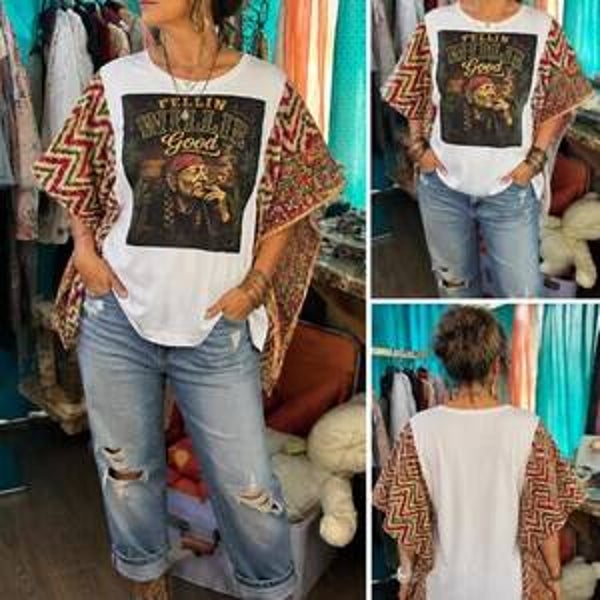 Willie Nelson Inspired Upcycled Tee #K240