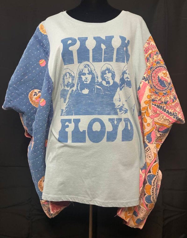 Pink Floyd - Up Cycled Kantha Tee - K143