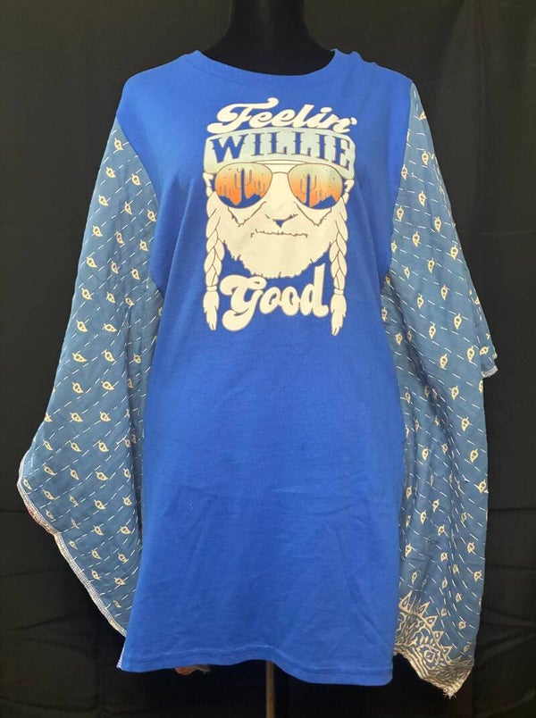 Feeling Willie Good - Up Cycled Kantha Tee - K144