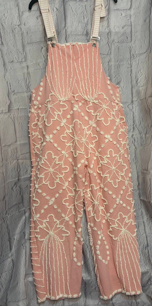 Pink Overalls up-cycle from vintage Chenille bed spread - O101