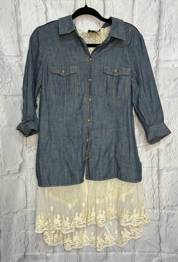 Hand Made Denim/Lace Cardigan - C101