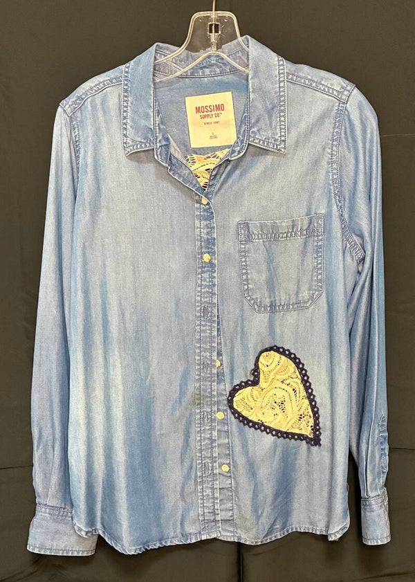 Up Cycle - Jean Shirt with Lace Back - TS146