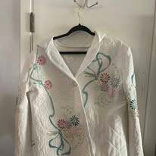 Up cycle quilt coat with embroidery work