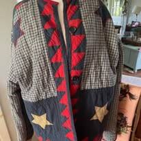 Patriotic jacket from up cycled quilt