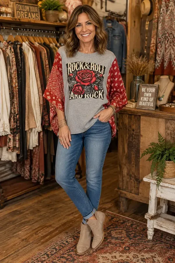Rock & Roll Upcycled Tee #K239