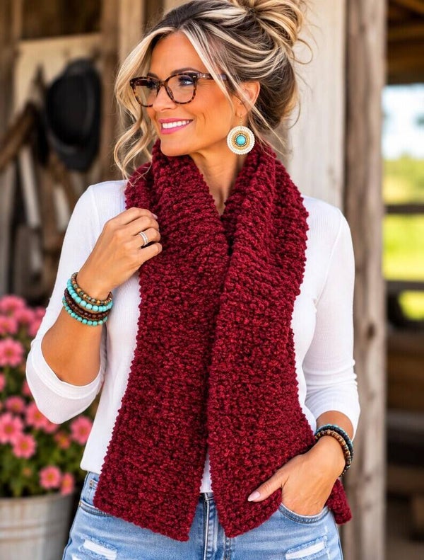 Handmade Burgundy Scarf #SC05