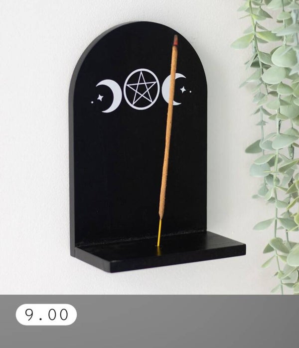 Incense stick holder black triple moon.