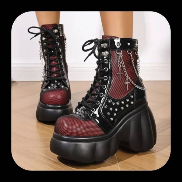 New Grunge Punk Gothic Chained Boots