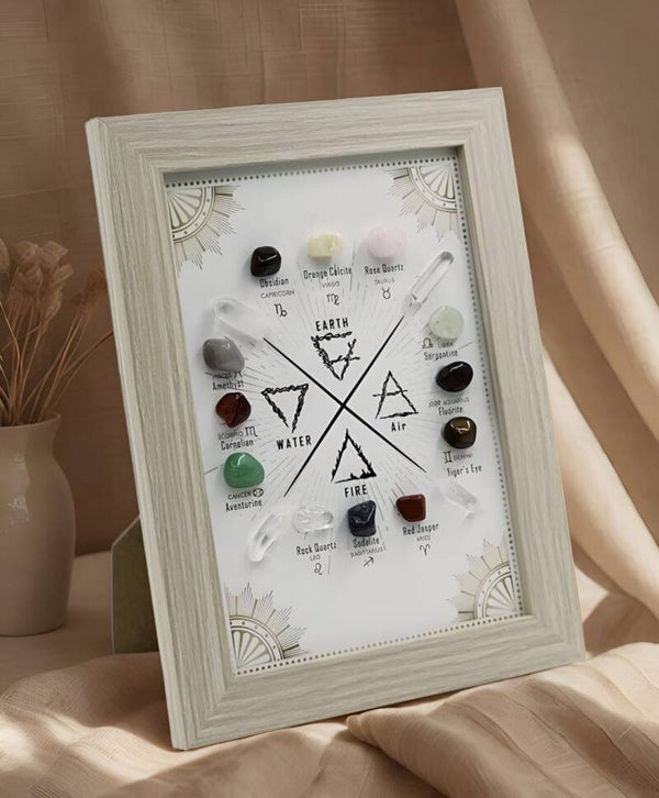Four Elements Picture in Frame made with crystals