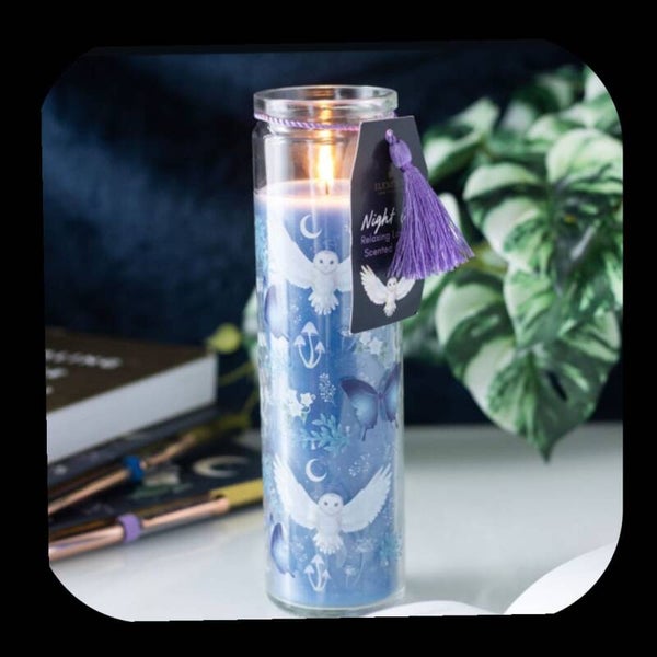 Blue night owl candle