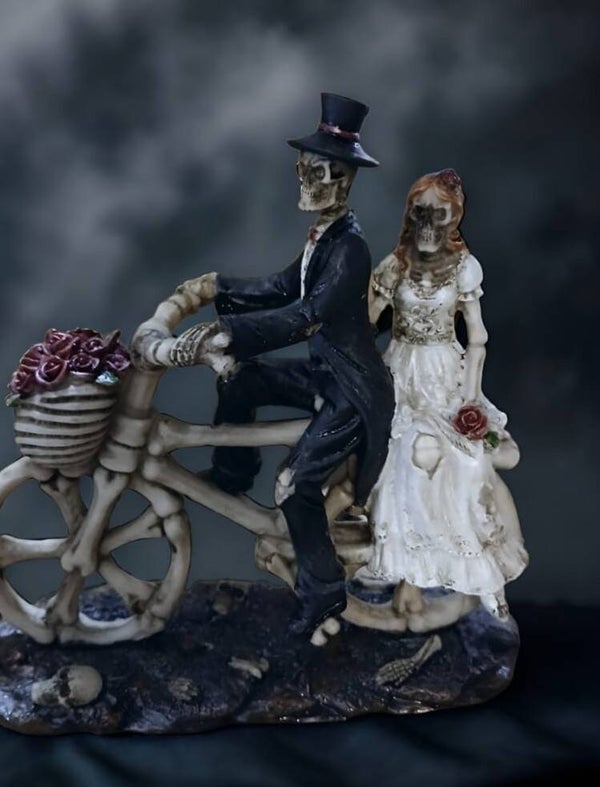 Skeleton bride and groom bike