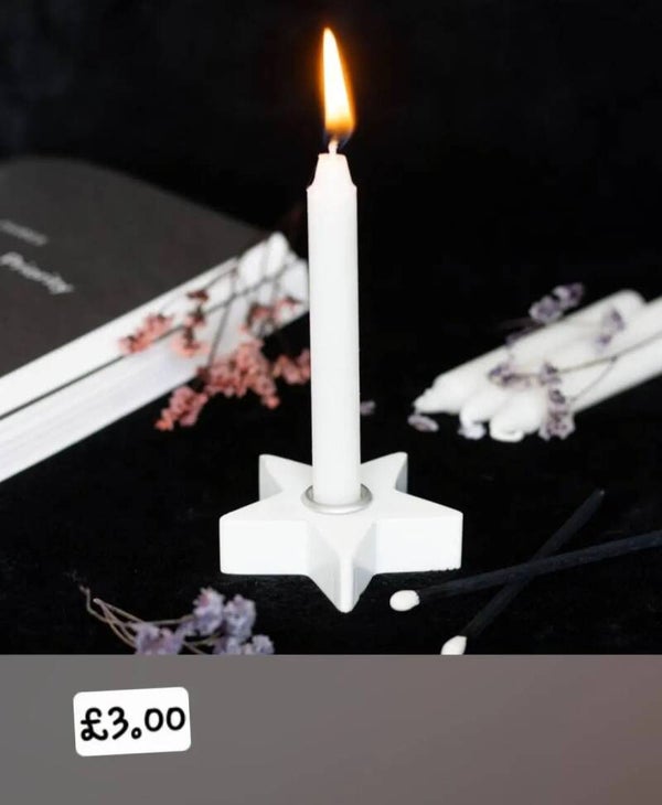 White Mystical Star Spell Candle Holder