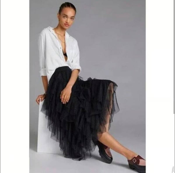 Black ruffle skirt