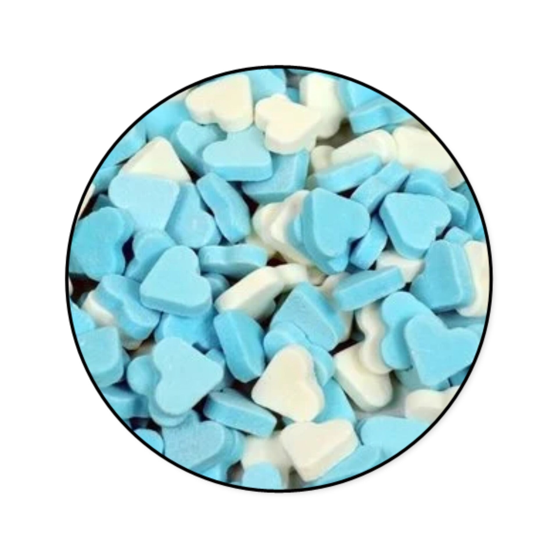 Hartjes blauw / wit 100 gram