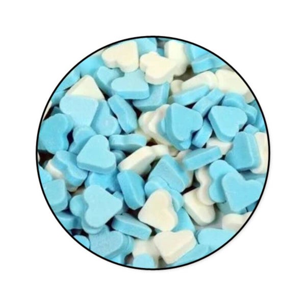 Hartjes blauw / wit 100 gram