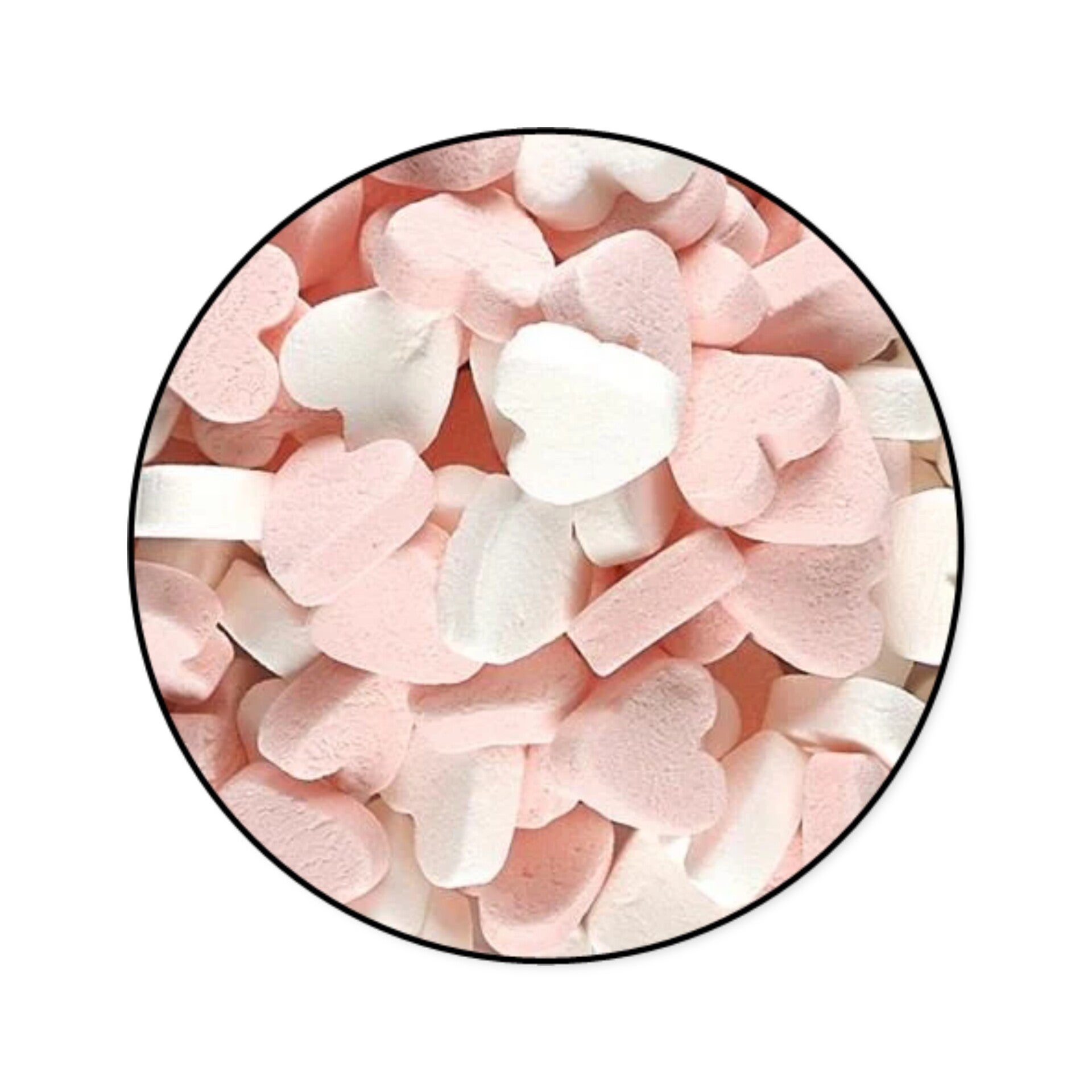 Hartjes roze / wit 100 gram