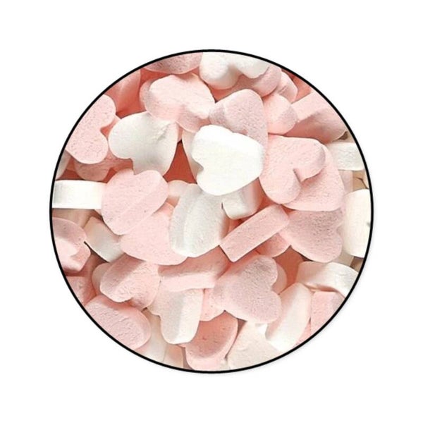 Hartjes roze / wit 100 gram