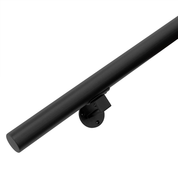 Trapleuning - Rond - Zwart (+ houders en bevestigingen)