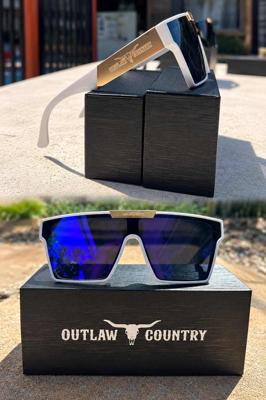 sunglasses/white and gold