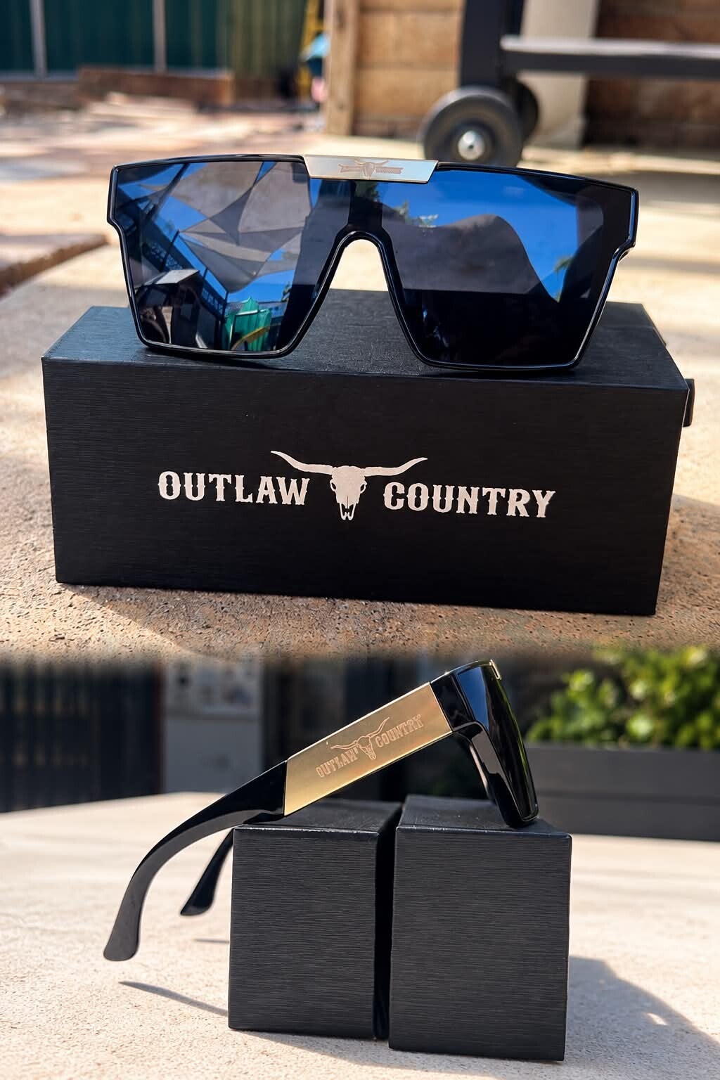 sunglasses/black and gold